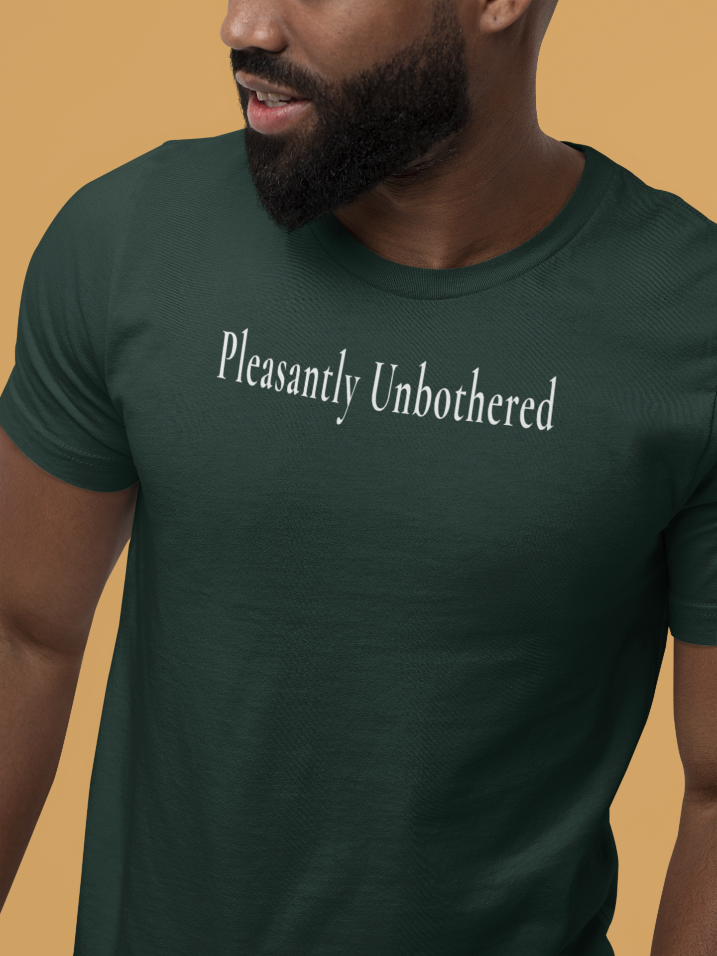 Pleasantly Unbothered — Dark Unisex Graphic T-Shirt