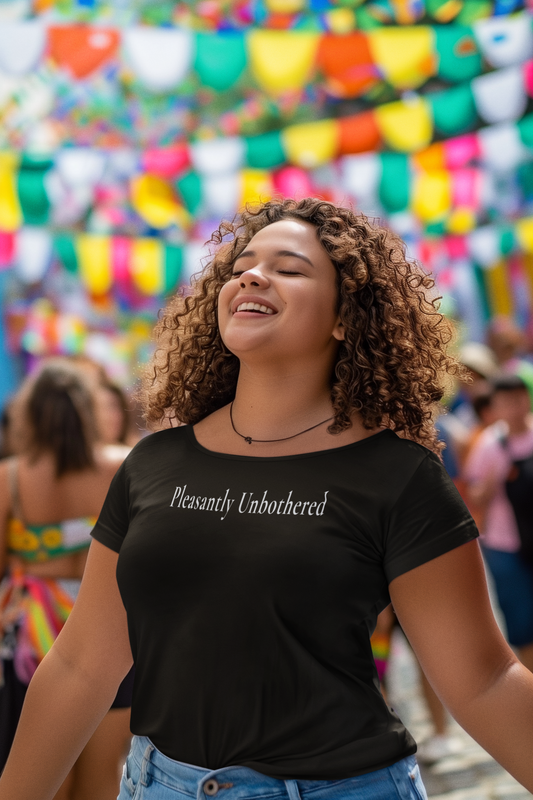 Pleasantly Unbothered — Dark Unisex Graphic T-Shirt